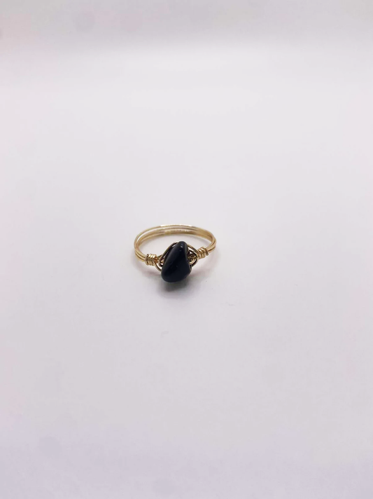 Black Onyx Crystal Ring